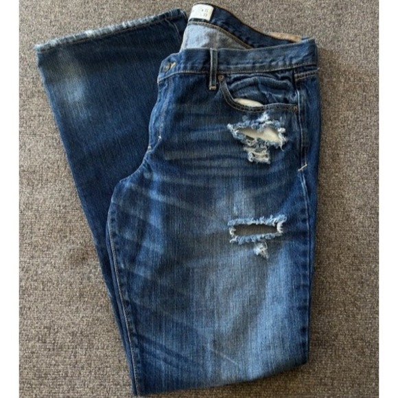 Abercrombie & Fitch Denim - Abercrombie & Fitch Distressed Bootcut Jeans Size 12R Medium Wash Denim W31 L33